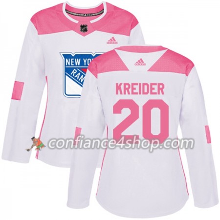 Adidas Maillot de Hockey New York Rangers Chris Kreider 20 2017-2018 Blanc Rose Fashion Authentic - Femme Adidas Maillot de Hockey New York Rangers Chris Kreider 20 2017-2018 Blanc Rose Fashion Authentic - Femme
